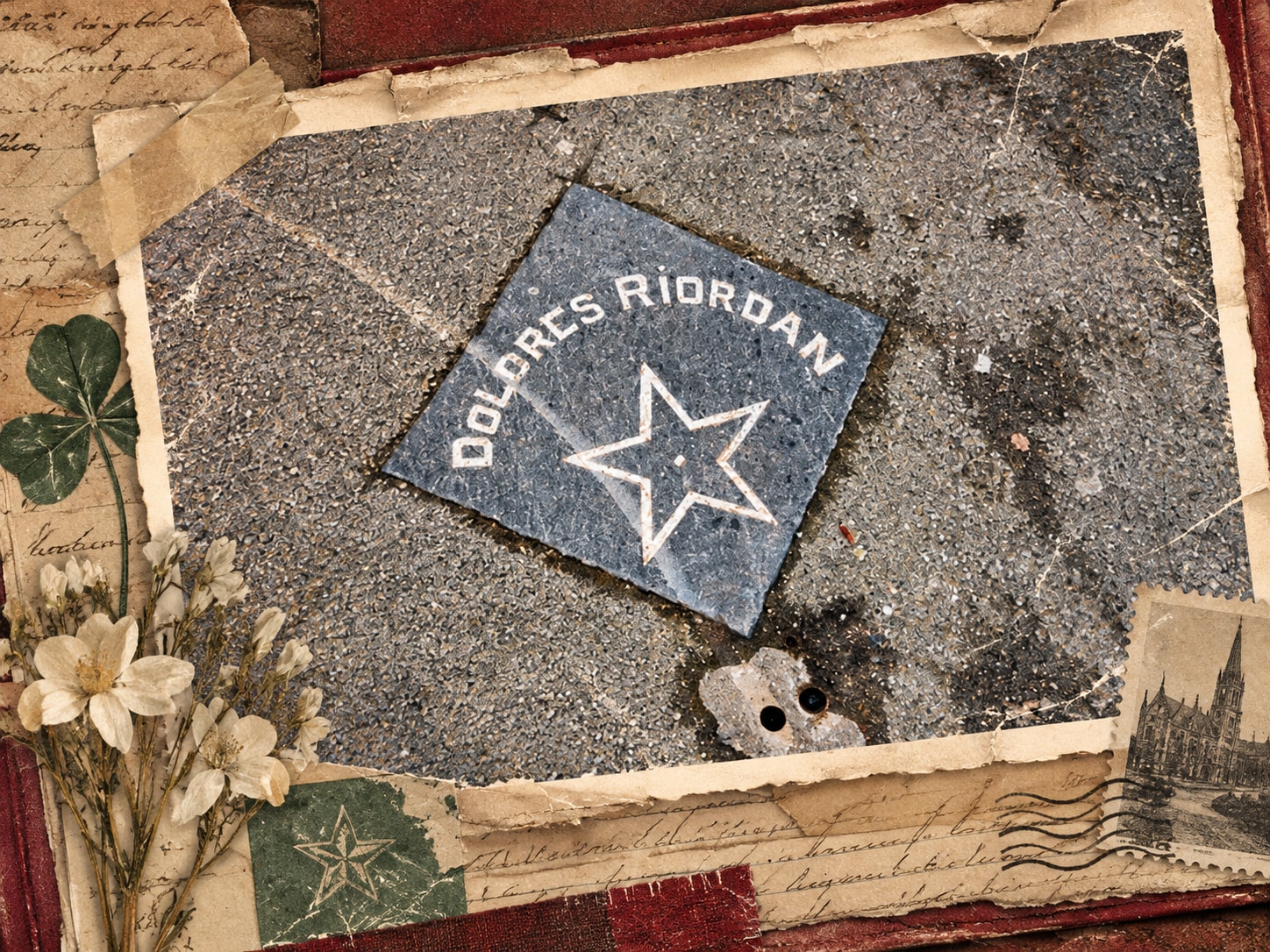 A scrapbook photograph of Dolores’s memorial star in Dingle