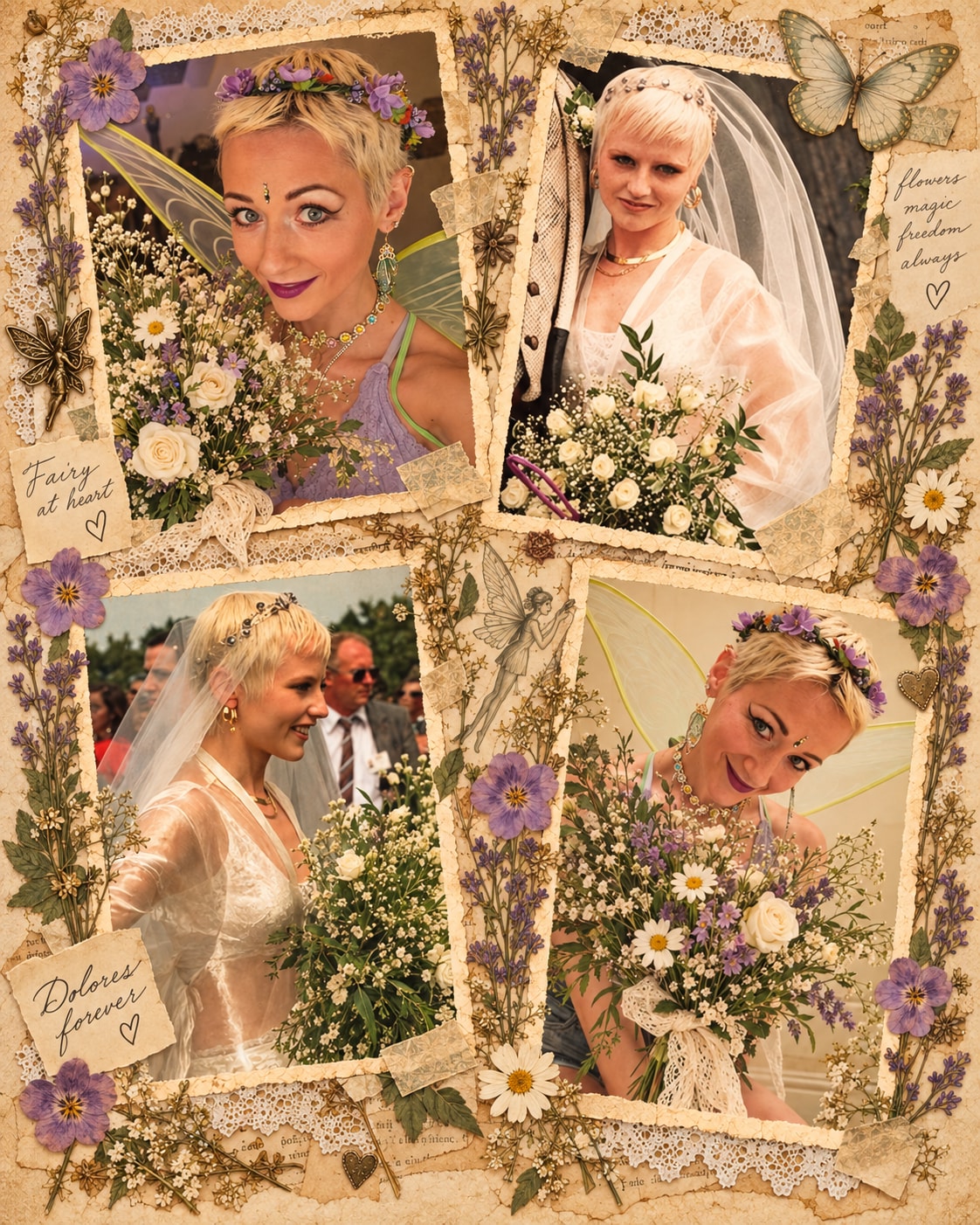 Dolores’s fairy-like wedding look.