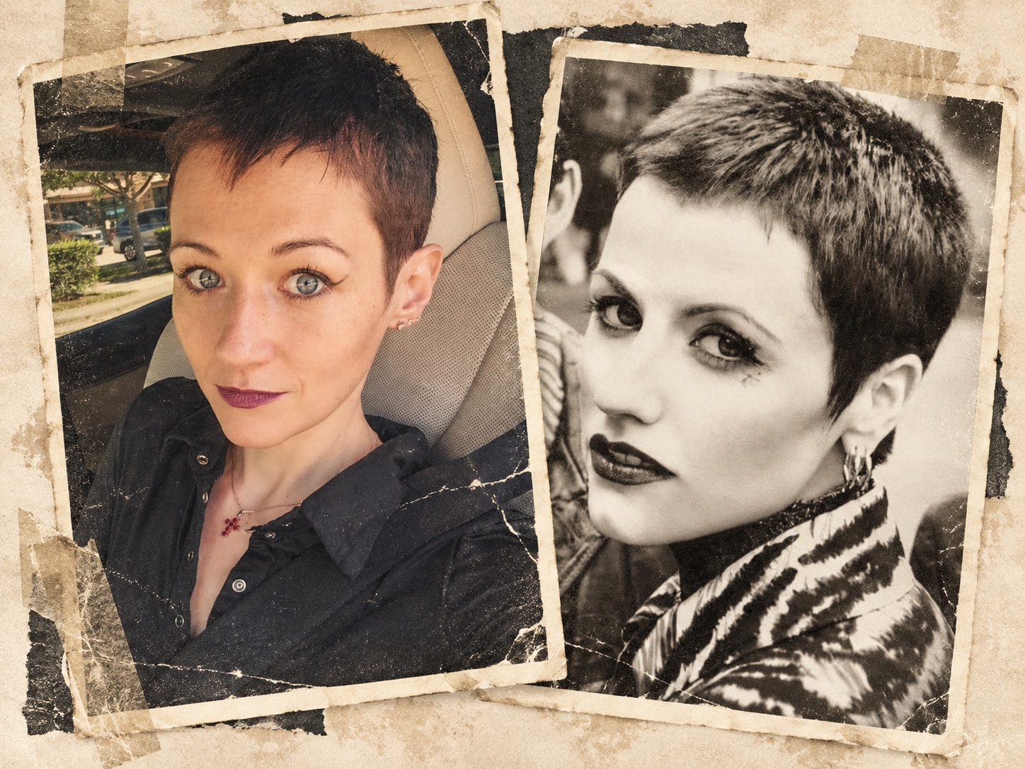 A scrapbook page of portraits from Frankie’s collection